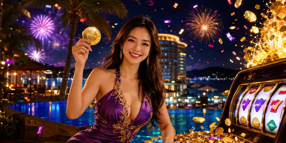 Lễ hội game và slot tại Nha Trang với không khí sôi động và màn hình hiển thị trò chơi trực tuyến